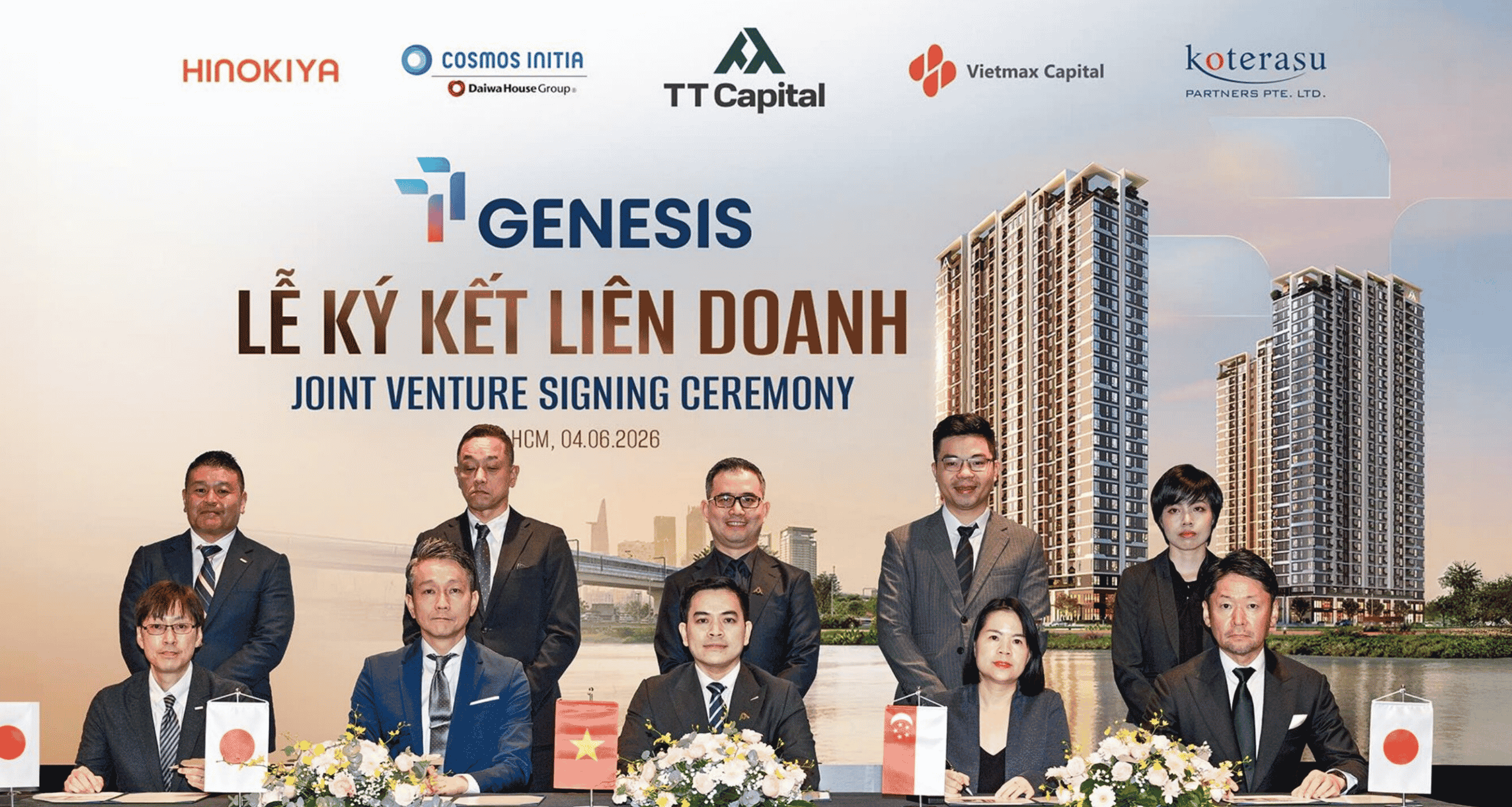 Lễ ký kết hợp tác liên doanh phát triển dự án căn hộ TT Genesis Nhà Bè giữa TT Capital và đối tác Nhật Bản